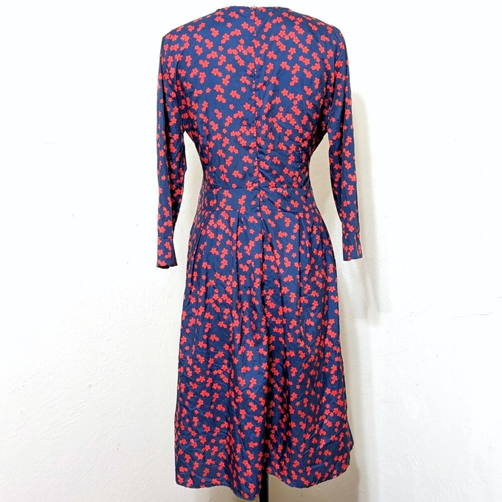 Retro Vintage Inspired 3/4 Sleeve Floral Midi Dress SZ M - Picture 4 of 5